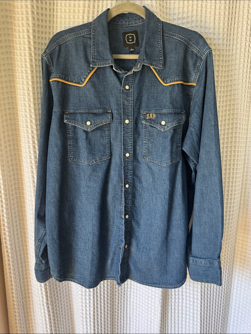 DAP Lot Men's Blue Denim Western Shirt, Hoodie, and Denim Bag